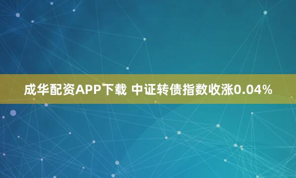 成华配资APP下载 中证转债指数收涨0.04%